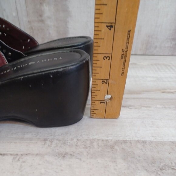 ✅Tommy Hilfiger Black Studded Leather Mules Womens Size 8.5M slip On Clogs Heels - Picture 8 of 15
